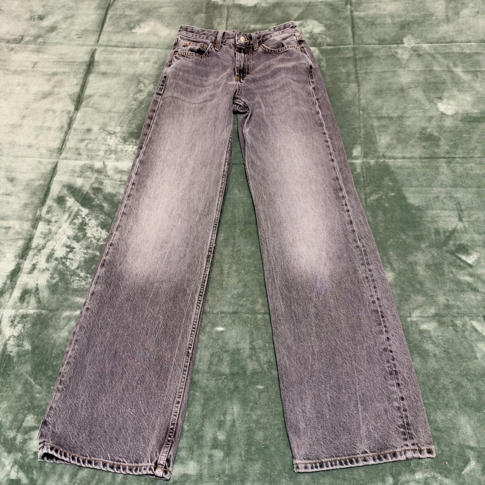 ZARA High Waisted Wide Leg Jeans Faded Gray Women's Size 2 Indie Grunge Casual